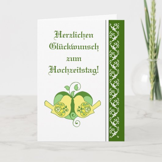 Gefeliciteerd Floral Heart Bird German Kaart (Voorkant)