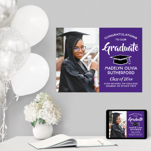 Gefeliciteerd Foto Paars en White Graduation Party Poster
