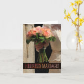 Gefeliciteerd Franse bruiloft Kaart (Gele Bloem)