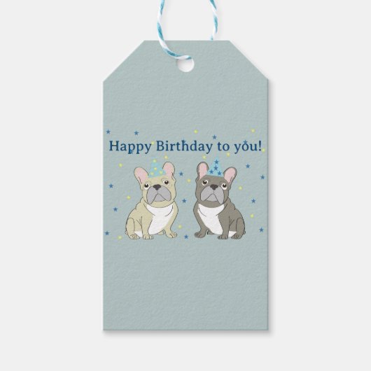 Gefeliciteerd Franse, buldog Cadeaulabel (Voorkant)