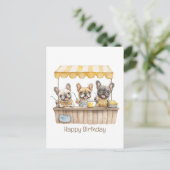 Gefeliciteerd Franse Bulldoggen Limonadestand Briefkaart (Staand voorkant)