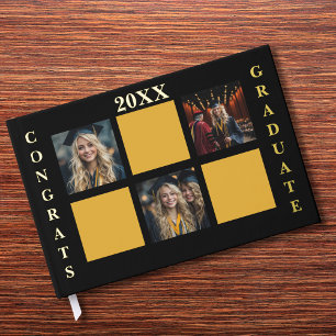 Gefeliciteerd Geslaagd 3 Foto Collage Zwart Grappi Gastenboek