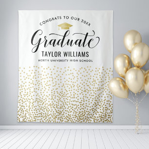 Gefeliciteerd Geslaagd Gouden Confetti Achtergrond Wandkleed