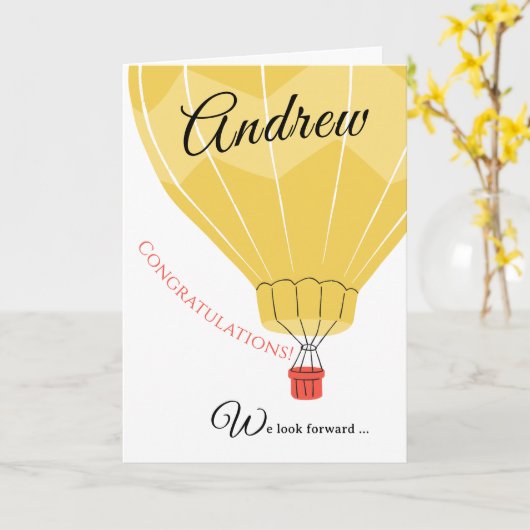 Gefeliciteerd Geslaagd of Prijs Heet Lucht Ballon Kaart (Gele Bloem)