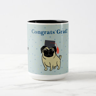 Gefeliciteerd Geslaagd Pug Tweekleurige Koffiemok