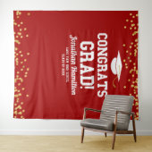 Gefeliciteerd Geslaagd Rood Gouden Afstudeerfeest Wandkleed (In Situ (horizontaal))