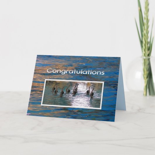 Gefeliciteerd Gesynchroniseerd Zwemmen Blauw Kaart (Voorkant)