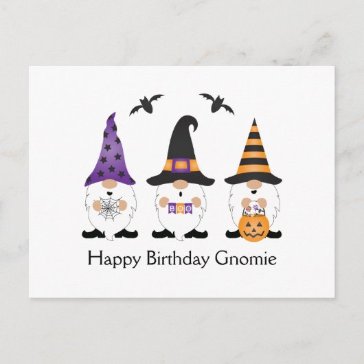 Gefeliciteerd Gnomie Halloween Paars Oranje Briefkaart (Voorkant)