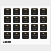 Gefeliciteerd Gold Confetti Afstuderen Black Vierkante Sticker (Vel)