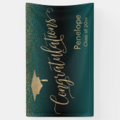 Gefeliciteerd Gold Confetti Afstuderen Blauwgroen Spandoek (Verticaal)