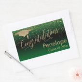 Gefeliciteerd Gold Confetti Afstuderen Green Rechthoekige Sticker (Envelop)