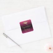 Gefeliciteerd Gold Confetti Afstuderen Hot Pink Vierkante Sticker (Envelop)