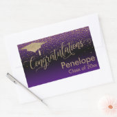 Gefeliciteerd Gold Confetti Afstuderen Paars Rechthoekige Sticker (Envelop)