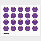 Gefeliciteerd Gold Confetti Afstuderen Paars Ronde Sticker (Vel)