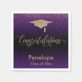 Gefeliciteerd Gold Confetti Afstuderen Paars Servet (Voorkant)