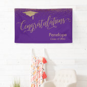 Gefeliciteerd Gold Confetti Afstuderen Paars Spandoek (Insitu)