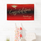 Gefeliciteerd Gold Confetti Afstuderen Red Spandoek (Insitu)