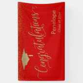 Gefeliciteerd Gold Confetti Afstuderen Red Spandoek (Verticaal)