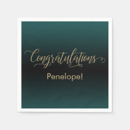 Gefeliciteerd Gold Glitter Blauwgroen & Black Ombr Servet