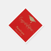 Gefeliciteerd Gold Glitter Graduation Cap, rood Servet (Hoek)
