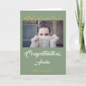 Gefeliciteerd Gold Ornament Foto Afstuderen Kaart (Voorkant)