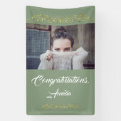 Gefeliciteerd Gold Ornament Foto Afstuderen Spandoek (Verticaal)