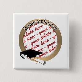 'Gefeliciteerd' Gold Photo Lijst Vierkante Button 5,1 Cm