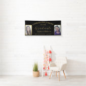 Gefeliciteerd Gold Script 2 Photo Afstuderen Spandoek (Insitu)