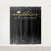Gefeliciteerd Gold Script Black Graduation Party Wandkleed (Voorkant)