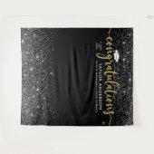 Gefeliciteerd Gold Script Black Graduation Party Wandkleed (Voorkant (horizontaal))