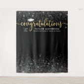 Gefeliciteerd Gold Script Black Graduation Party Wandkleed (Voorkant)