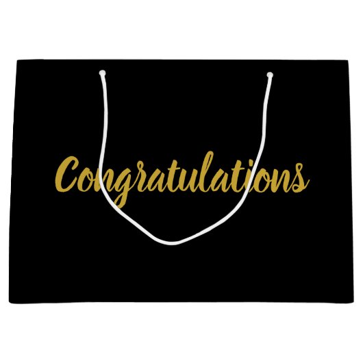 Gefeliciteerd Gold Script Elegant Text op Black Groot Cadeauzakje (Voorkant)