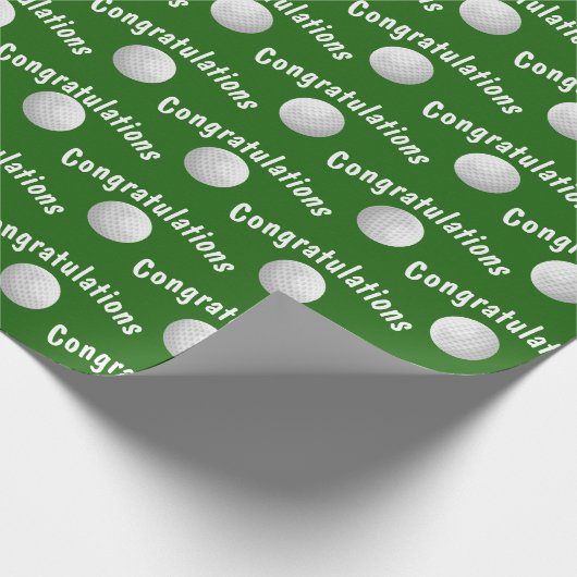 Gefeliciteerd golfballen op groen cadeaupapier (Hoek)