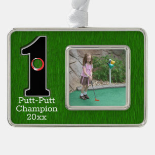 Gefeliciteerd Golfer Hole in One Gepersonaliseerd  Verzilverd Kader Ornament
