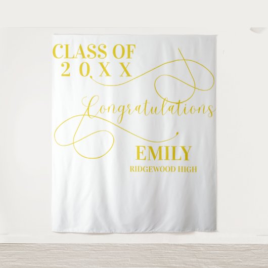 Gefeliciteerd goud eindexamenklas naam 2025 afstud wandkleed (Voorkant)