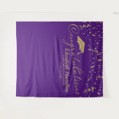 Gefeliciteerd Goud Paarse Afstudeerbackdrop Wandkleed (Voorkant (horizontaal))