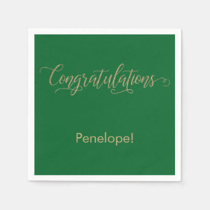 Gefeliciteerd Gouden Glitter Typografie op Groen Servet
