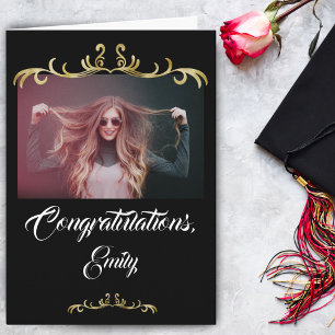 Gefeliciteerd Gouden Sieraden Foto Afstuderen Kaart