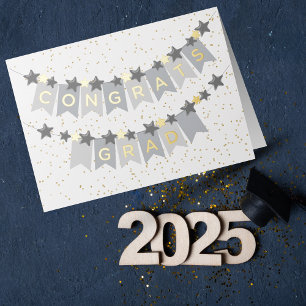 Gefeliciteerd Grad Grey Banner Foliekaart Folie Wenskaart