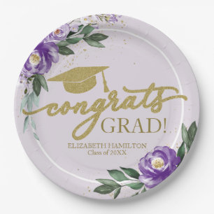 Gefeliciteerd Grad Paarse Lavendel Bloemstuk Grad  Papieren Bordje