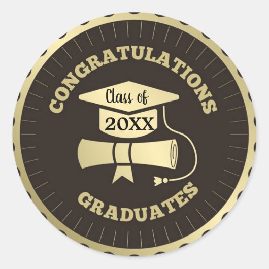 Gefeliciteerd Graduates Classic Round Sticker (Voorkant)