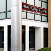 Gefeliciteerd Graduates Dk Red | Zwart | Zilver Spandoek (Buitenkant Gebouw)