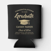 Gefeliciteerd Graduation Party Elegant Black and G Blikjeskoeler (Achterkant)