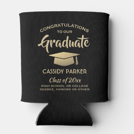 Gefeliciteerd Graduation Party Elegant Black and G Blikjeskoeler (Achterkant)