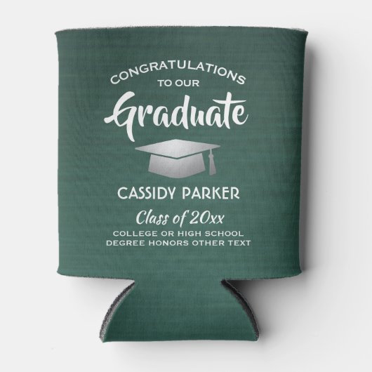 Gefeliciteerd Graduation Party geborsteld donkergr Blikjeskoeler (Voorkant)