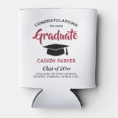 Gefeliciteerd Graduation Party Modern Red White en Blikjeskoeler (Voorkant)