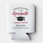 Gefeliciteerd Graduation Party Modern Red White en Blikjeskoeler (Achterkant)