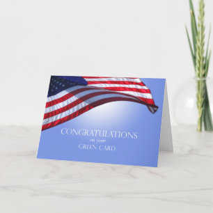 Gefeliciteerd Green Kaart US Flag Blue Sky Sun