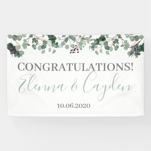 Gefeliciteerd Greenery Banner Wedding Decoration (Horizontaal)