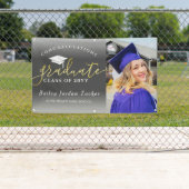 Gefeliciteerd, Grey Gold Photo Afstuderen Spandoek (Insitu)